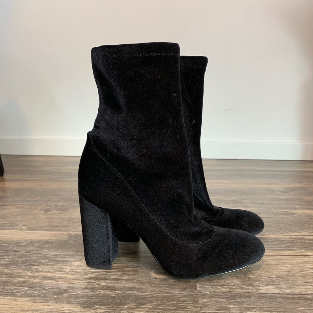 Sam Edelman black velvet sock booties